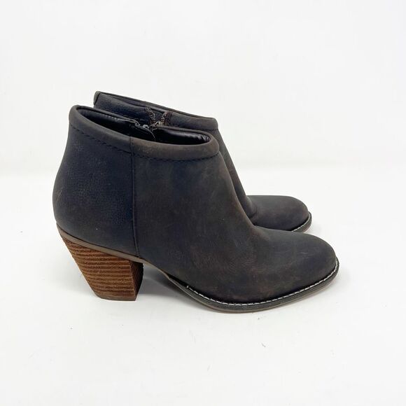 Cole Haan Booties Leather Brown Side Zip Block Heel Womens Size 7.5 - Picture 1 of 9